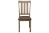 Image of Cyrus 5 Piece Rectangular Leg Table Dining Set In Sandstone Finish With Slat Back Side Chairs