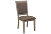Image of Cyrus 7 Piece Rectangular Leg Table Dining Set In Sandstone Finish With Upholstered Back Side Chairs