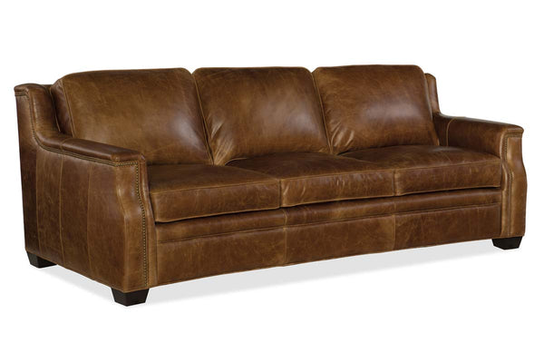 Daniels 93 Inch "Quick Ship" Curved Back Traditional Full Top Grain Leather Pillow Back Sofa OUT OF STOCK UNTIL 3/24/2022