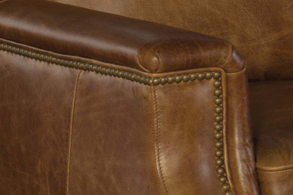 Daniels 93 Inch "Quick Ship" Curved Back Traditional Full Top Grain Leather Pillow Back Sofa OUT OF STOCK UNTIL 3/24/2022