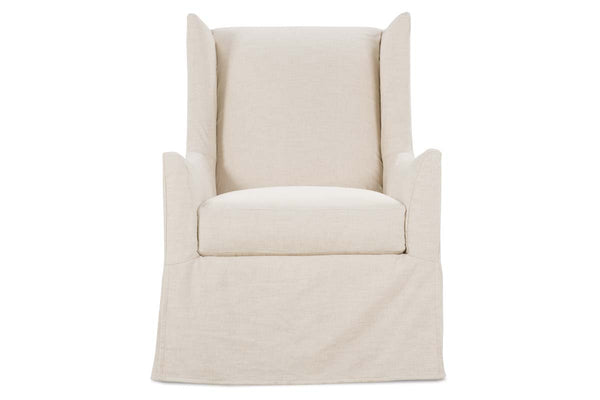 Della Tall Wing Back Swivel/Glider Slipcovered Accent Chair With Sloping Arms