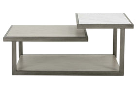 Delta Modern Metal And Wood Rectangular Coffee Table With Carrara Marble Insert