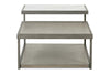 Image of Delta Modern Metal And Wood Rectangular Coffee Table With Carrara Marble Insert