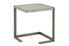 Image of Delta Modern Metal And Wood Side Table With Pewter Finish