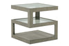 Image of Delta Modern Wood Square End Table With Tempered Glass Shelves