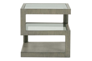 Delta Modern Wood Square End Table With Tempered Glass Shelves