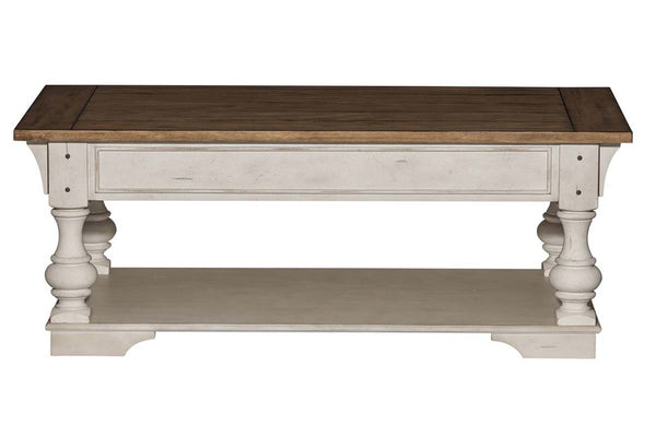 Dorchester Antique White With Tobacco Accents Rectangular Single Drawer Coffee Table