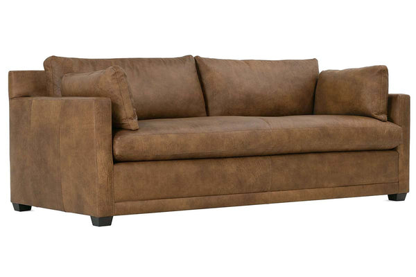 Donna "Quick Ship" Lavish Cocoa 88 Inch Modern Leather Track Arm Sofa