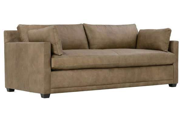 Donna "Quick Ship" Lavish Mushroom 88 Inch Modern Leather Track Arm Sofa