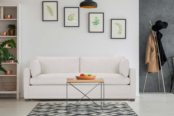 Donna 88 Inch Two Cushion Or Single Bench Seat Fabric Sofa With Track Arms