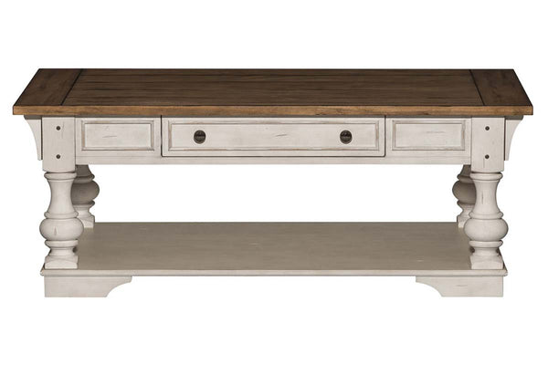Dorchester Antique White With Tobacco Accents Rectangular Single Drawer Coffee Table