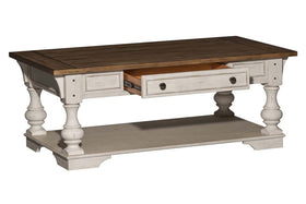 Dorchester Antique White With Tobacco Accents Rectangular Single Drawer Coffee Table
