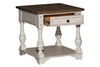 Image of Dorchester Antique White With Tobacco Accents End Table With Single Drawer And Shelf