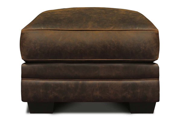 Dorsey Rio Coyote Distressed Leather Pillow Top Footstool Ottoman