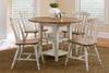 Image of Dover Driftwood White With Sand Top 5 Piece Round Drop Leaf Leg Table Set With Slat Back Chairs