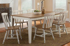 Dover Driftwood White With Sand Top 7 Piece Rectangular Leg Table Set With Slat Back Chairs