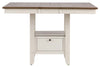 Image of Dover Driftwood White With Sand Top 5 Piece Gathering Leg Table Set With Slat Back Chairs