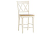 Image of Dover Driftwood White With Sand Top 5 Piece Gathering Leg Table Set With X Back Chairs