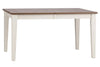 Image of Dover Driftwood White With Sand Top 7 Piece Rectangular Leg Table Set With Slat Back Chairs