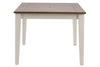 Image of Dover Driftwood White With Sand Top 7 Piece Rectangular Leg Table Set With Slat Back Chairs