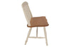Image of Dover Driftwood White With Sand Top 6 Piece Rectangular Leg Table Set With Slat Back Chairs And Bench