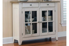 Dover Driftwood White With Sand Top Glass Door Storage Dining Buffet