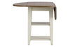 Image of Dover Driftwood White With Sand Top 5 Piece Round Drop Leaf Leg Table Set With Slat Back Chairs