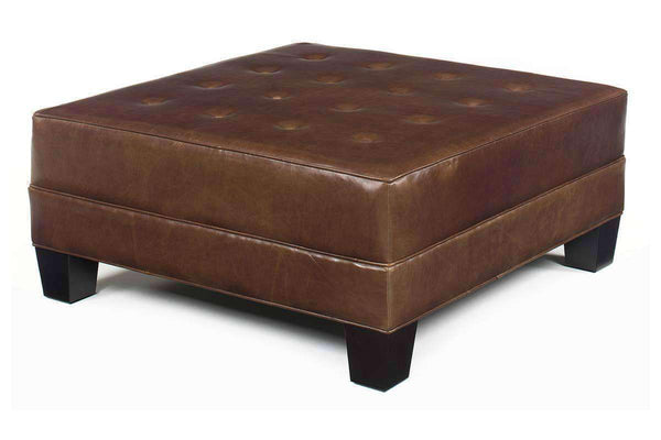 Drew Square Large Leather Upholstered Ottoman Coffee Table