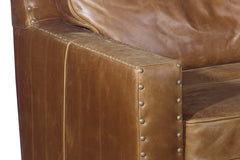 Durango 103 Inch Large Square Arm Leather Pillow Back Couch With Nails
