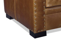 Durango 103 Inch Large Square Arm Leather Pillow Back Couch With Nails