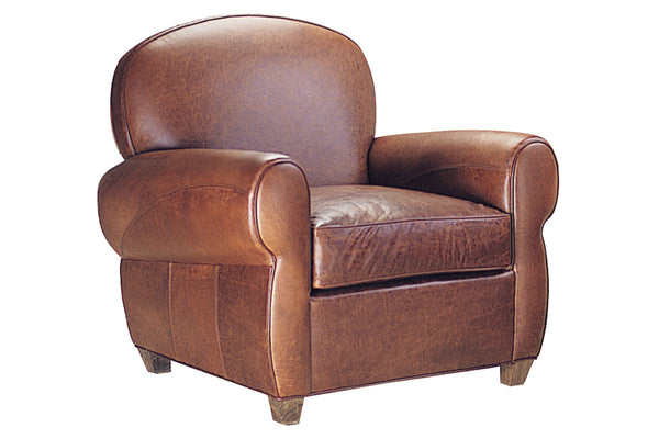 Edison Art Deco Rounded Tight Back Leather Club Chair
