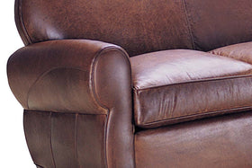 Edison 83 Inch Antique Art Deco Style Leather Queen Sleeper Sofa