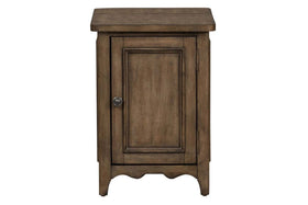 Emile I Elegant Heathered Brown Door Chair Side Table With Charging Station