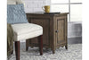 Image of Emile I Elegant Heathered Brown Door Chair Side Table With Charging Station