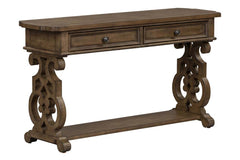 Emile I Elegant Heathered Brown Two Drawer Sofa Table With Lower Shelf
