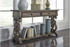 Image of Emile I Elegant Heathered Brown Two Drawer Sofa Table With Lower Shelf
