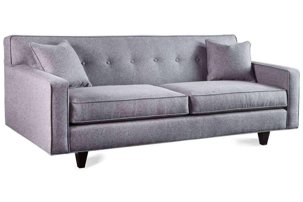Margo II 88 Inch Mid Century Modern Button Back Track Arm Fabric Sofa
