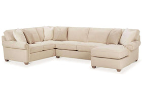 Fabric Sectional Sofa Ellie 3 Piece Oversized Deep Seated Fabric Chaise Sectional Sofa (As Configured)