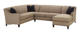 Fabric Sectional Sofa Mariana 3 Piece Fabric Tight Back Sectional With Large Nail Trim (As Configured)