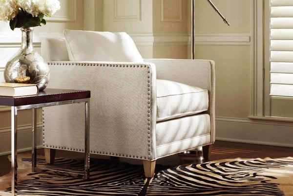 Clementine Track Arm Fabric Accent Chair w/ Nailhead Trim