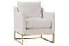 Image of Tonya Gold Fabric Chair With Exposed Metal Frame