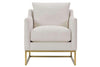 Image of Tonya Gold Fabric Chair With Exposed Metal Frame