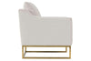 Image of Tonya Gold Fabric Chair With Exposed Metal Frame