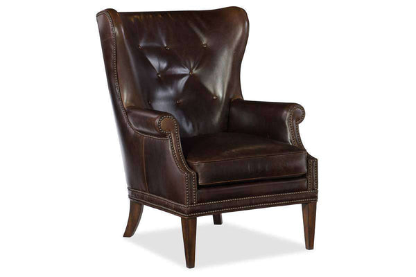 Farrow Event "Quick Ship" Leather Wingback Accent Chair With Button Back