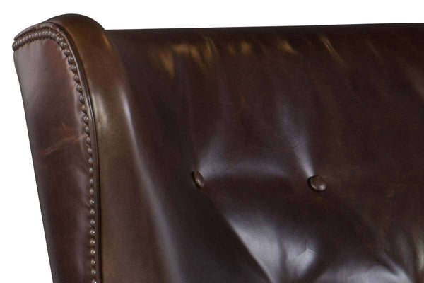 Farrow Event "Quick Ship" Leather Wingback Accent Chair With Button Back