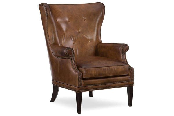 Farrow Pawn "Quick Ship" Light Leather Button Wingback Accent Chair