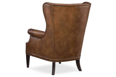 Farrow Pawn "Quick Ship" Light Leather Button Wingback Accent Chair