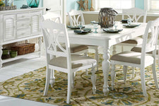 Freeport Oyster White 5 Piece Rectangular Leg Dining Table Set With Padded Slat Back Chairs