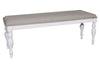 Image of Freeport Oyster White 6 Piece Leg Dining Table Set With Padded Splat Back Chairs And Bench