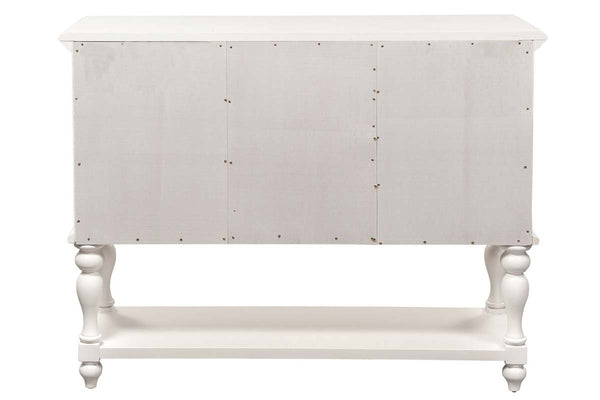 Freeport Oyster White Storage Dining Server Buffet With Louvered Panel Accents